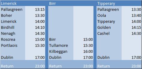 Timetable Dublin Concerts